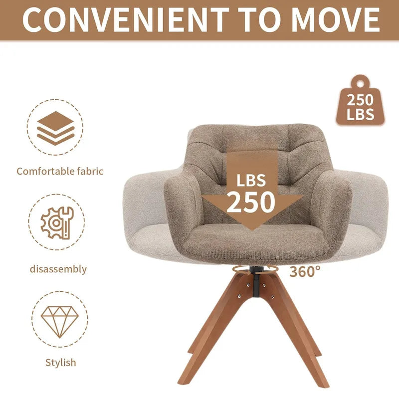 Swivel Upholstered Armchair with Oak Legs