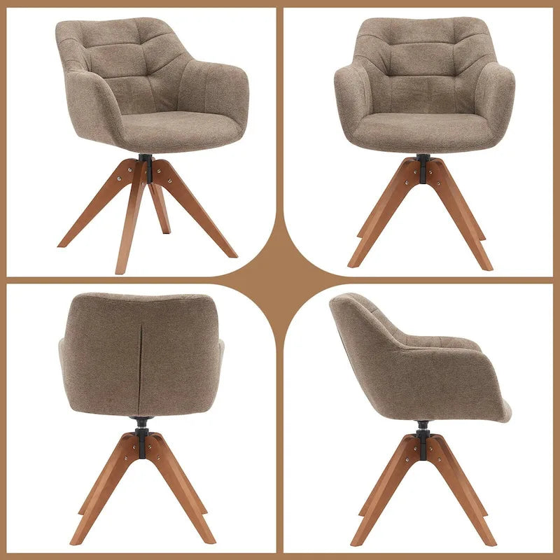 Swivel Upholstered Armchair with Oak Legs