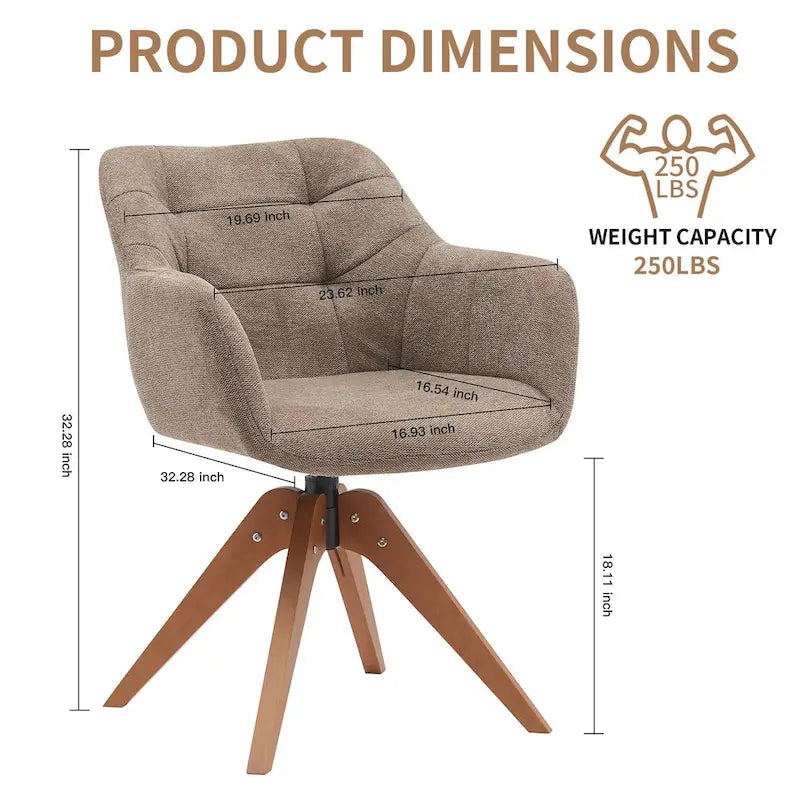 Swivel Upholstered Armchair with Oak Legs