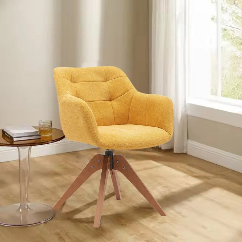 Swivel Upholstered Armchair with Oak Legs