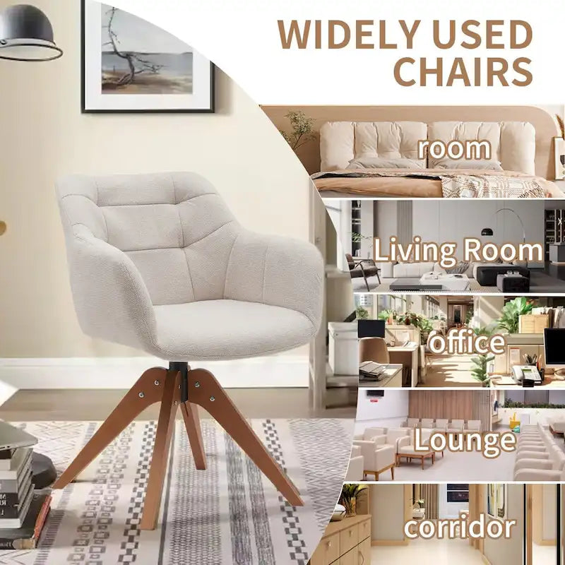 Swivel Upholstered Armchair with Oak Legs