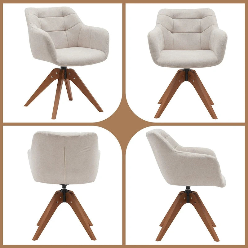 Swivel Upholstered Armchair with Oak Legs