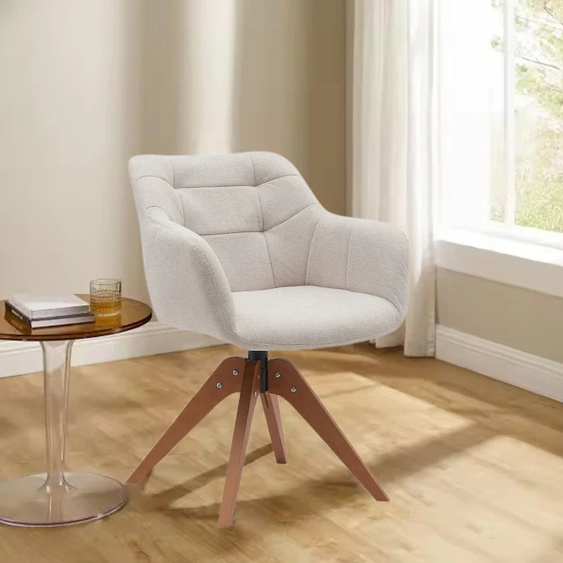 Swivel Upholstered Armchair with Oak Legs