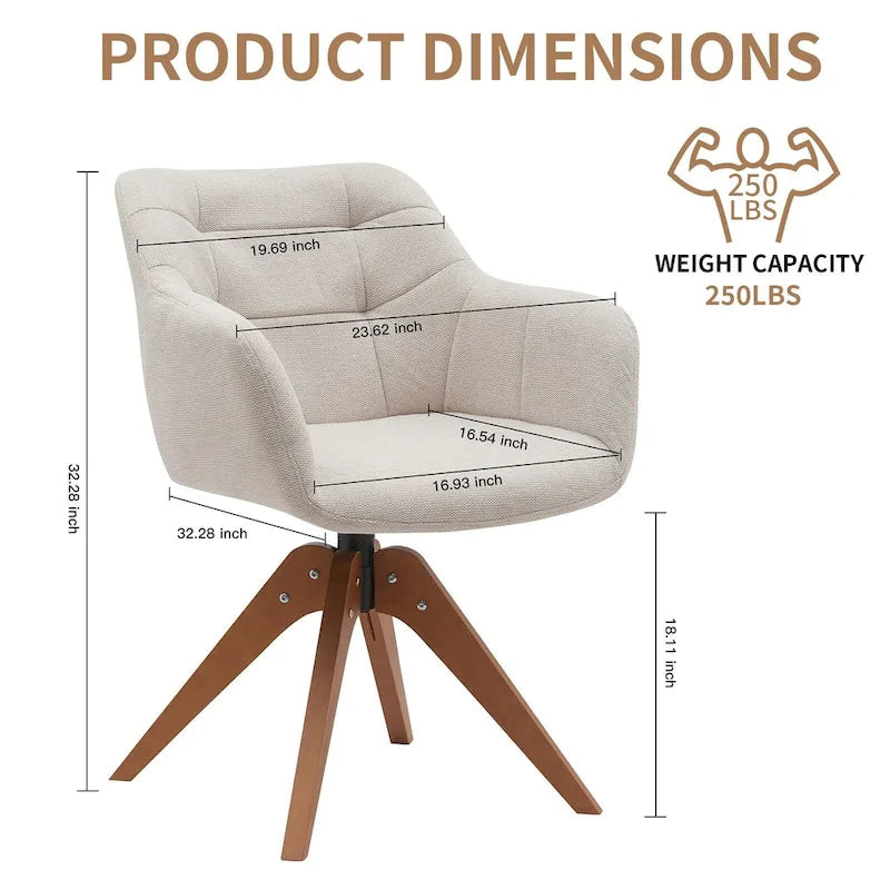 Swivel Upholstered Armchair with Oak Legs