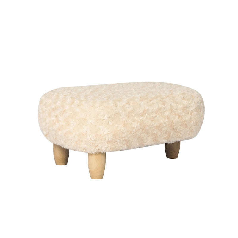 U-Shaped Upholstered Footstool with Wood Legs