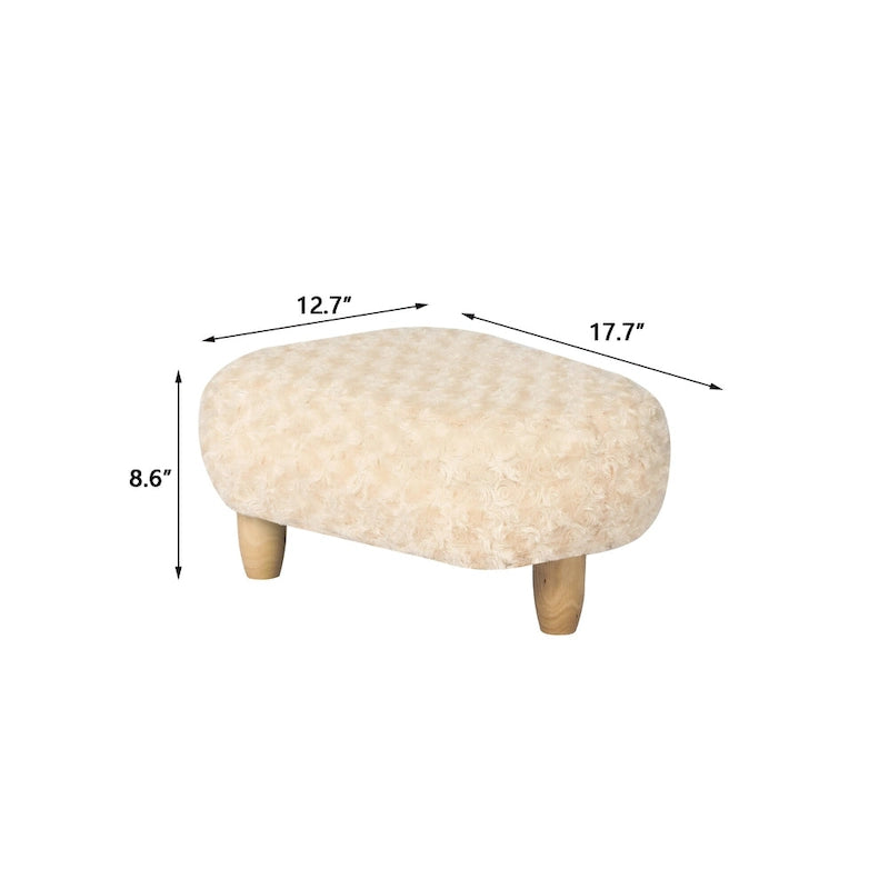 U-Shaped Upholstered Footstool with Wood Legs
