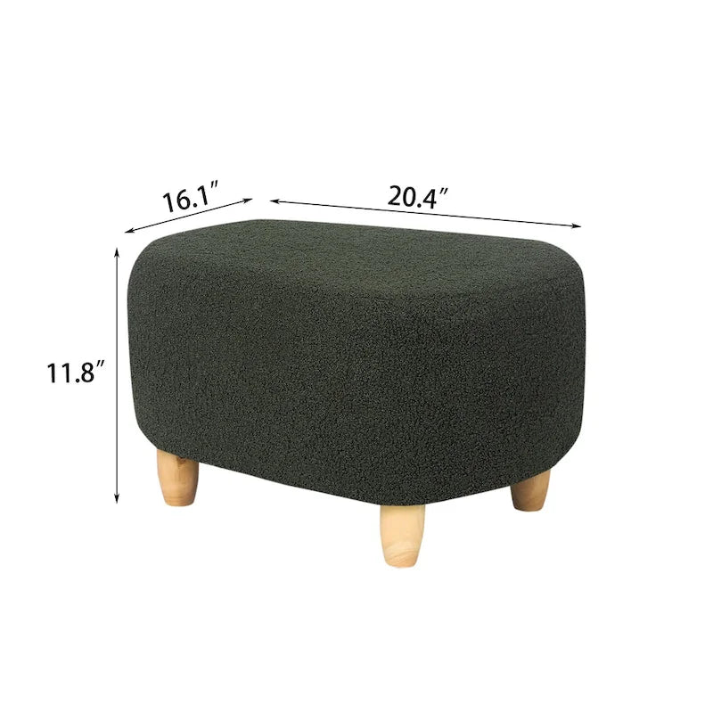 U-Shaped Upholstered Footstool with Wood Legs