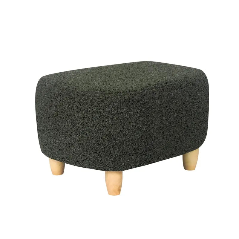 U-Shaped Upholstered Footstool with Wood Legs