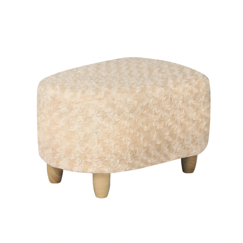 U-Shaped Upholstered Footstool with Wood Legs