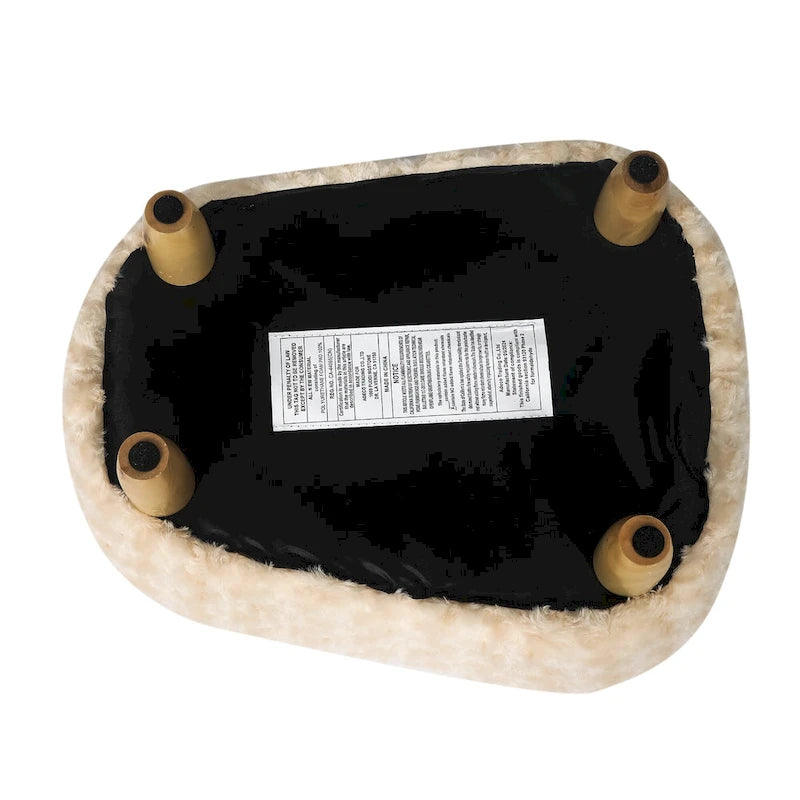 U-Shaped Upholstered Footstool with Wood Legs