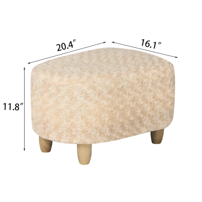 U-Shaped Upholstered Footstool with Wood Legs