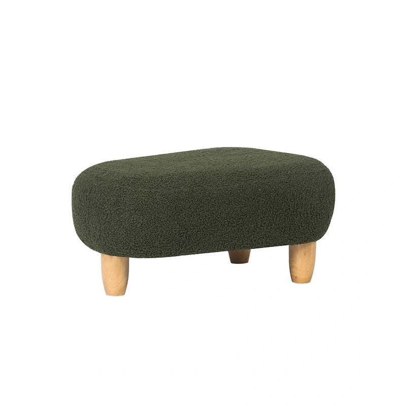 U-Shaped Upholstered Footstool with Wood Legs