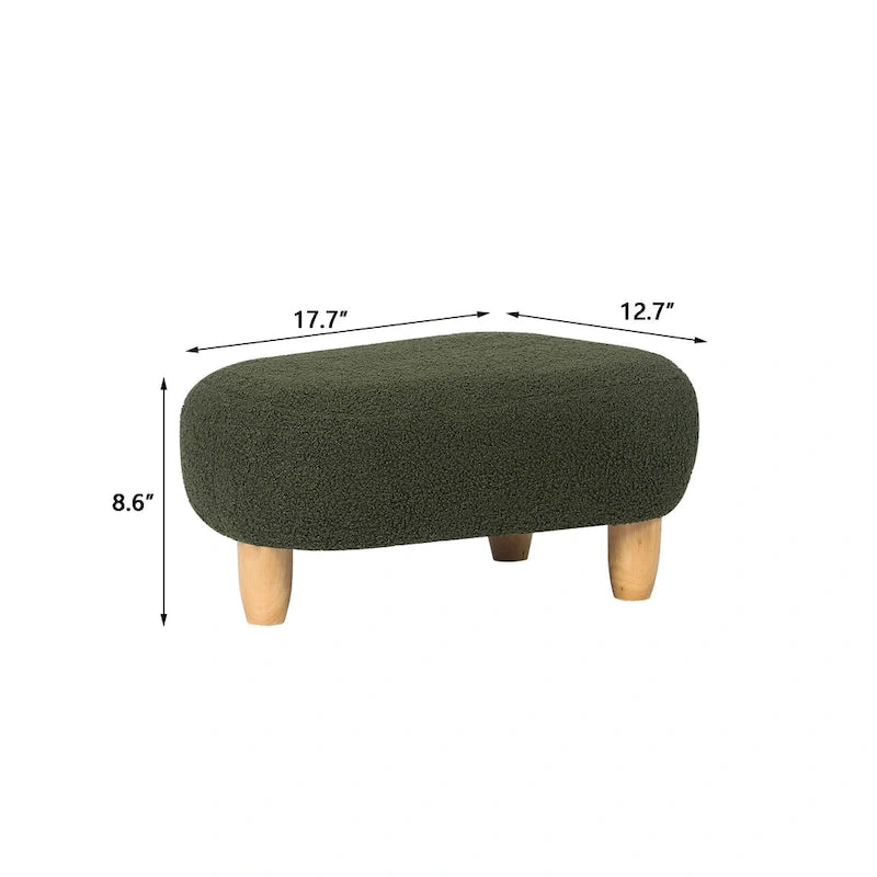 U-Shaped Upholstered Footstool with Wood Legs