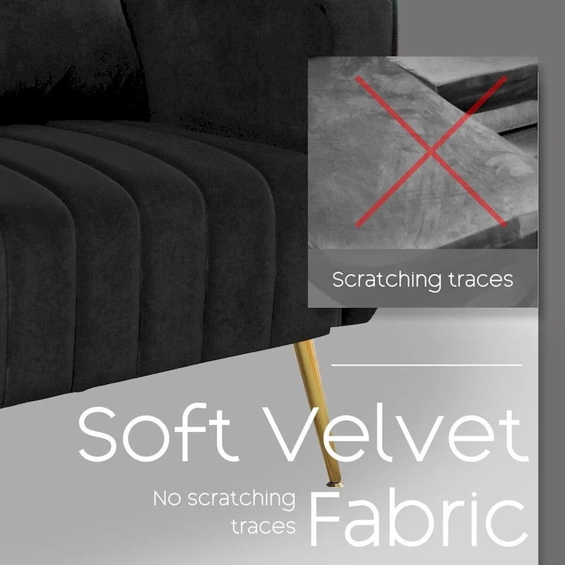 Velvet Wingback Accent Chairs with Pillows, Set of 2