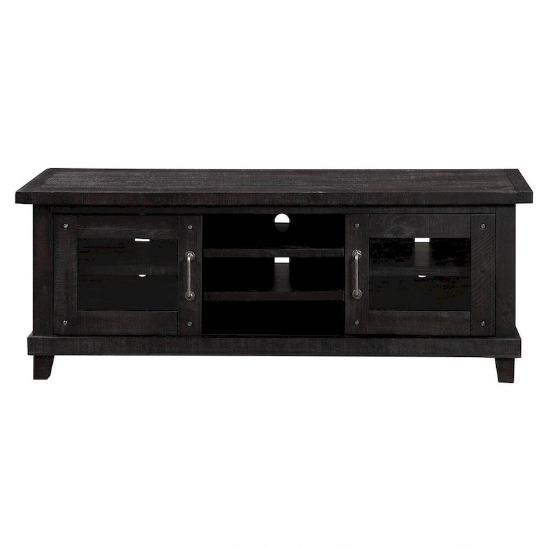 65-Inch Brown Entertainment Center with Glass Cabinets