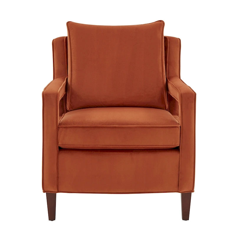Velvet Accent Armchair with Curved Back