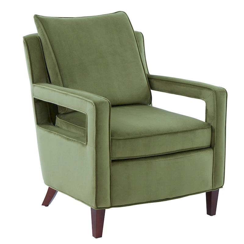 Velvet Accent Armchair with Curved Back