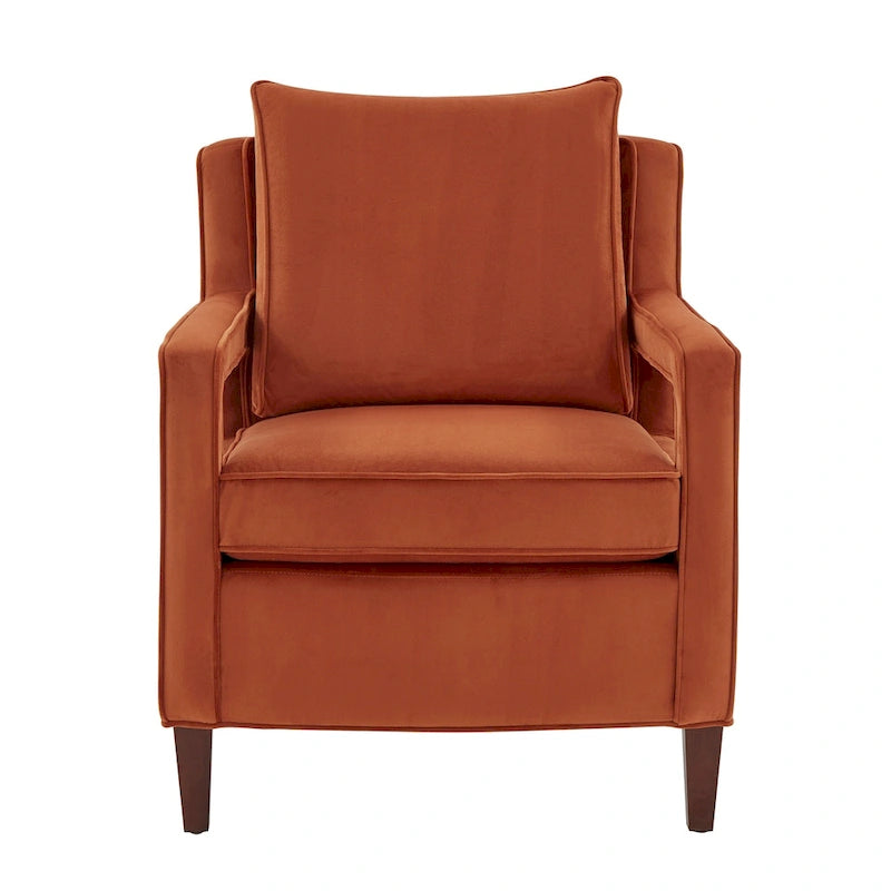 Velvet Accent Armchair with Curved Back