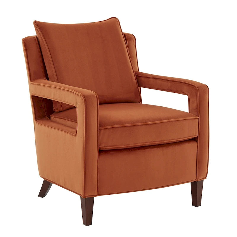 Velvet Accent Armchair with Curved Back