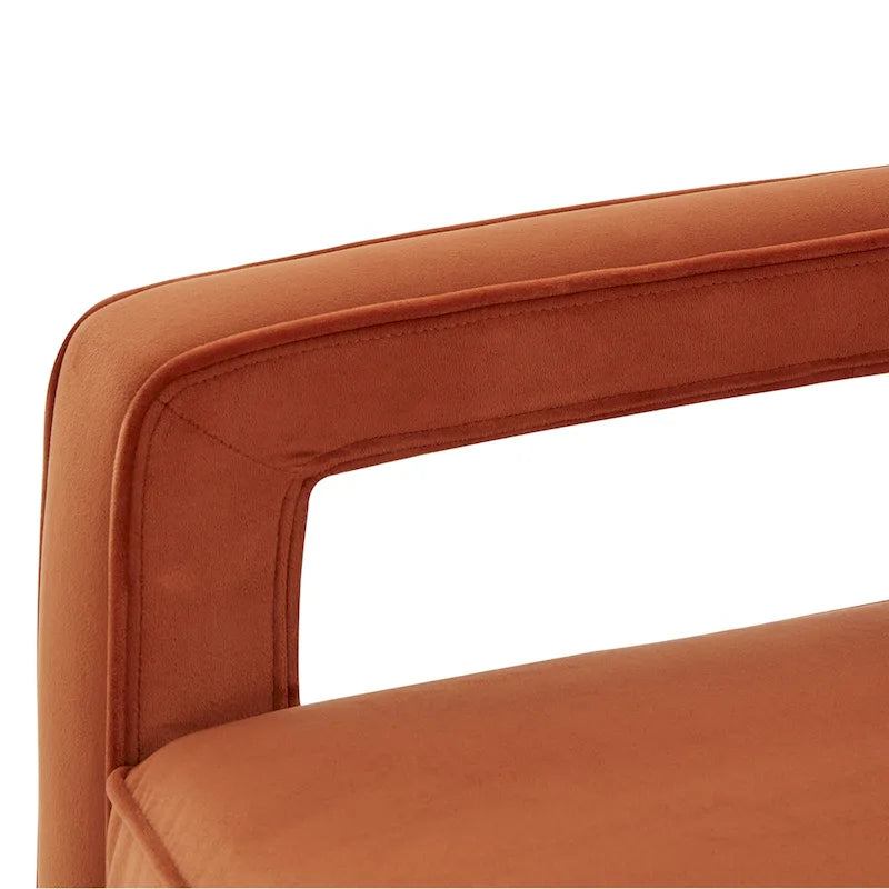 Velvet Accent Armchair with Curved Back