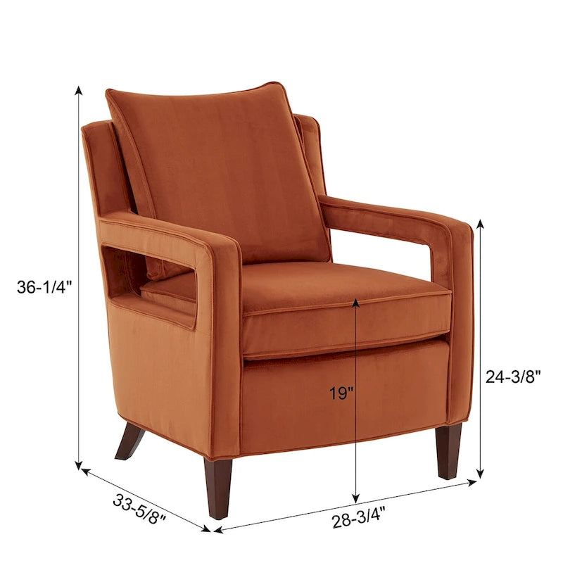 Velvet Accent Armchair with Curved Back