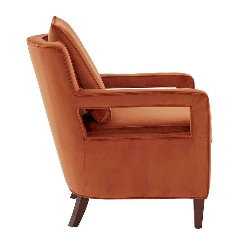 Velvet Accent Armchair with Curved Back