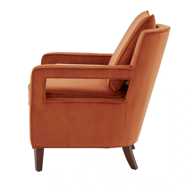 Velvet Accent Armchair with Curved Back