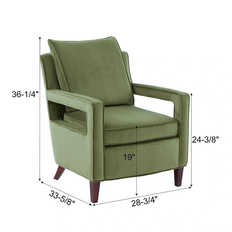 Velvet Accent Armchair with Curved Back