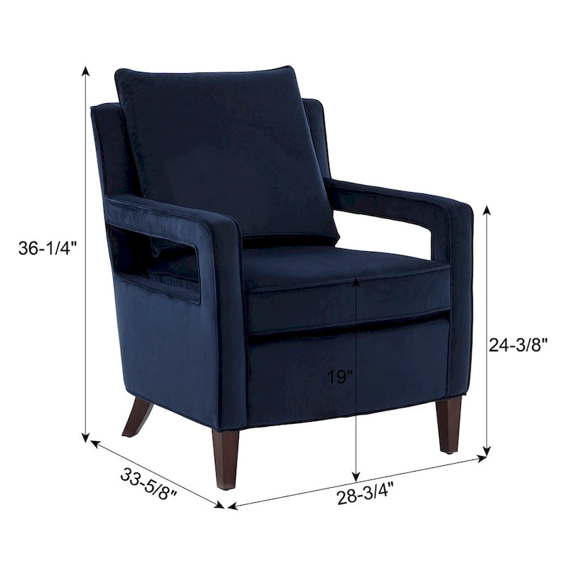 Velvet Accent Armchair with Curved Back