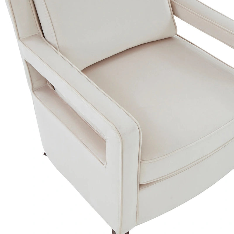 Velvet Accent Armchair with Curved Back