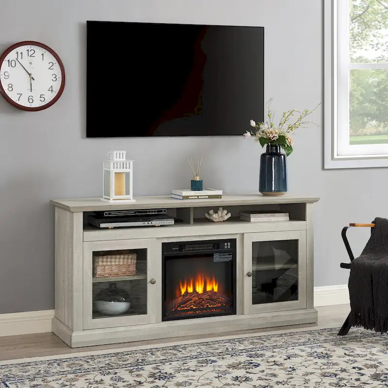 60-Inch TV Stand with 18-Inch Electric Fireplace Insert