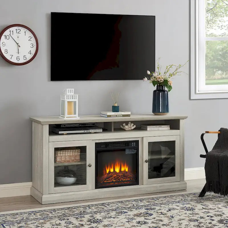 60-Inch TV Stand with 18-Inch Electric Fireplace Insert