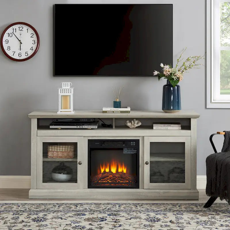 60-Inch TV Stand with 18-Inch Electric Fireplace Insert