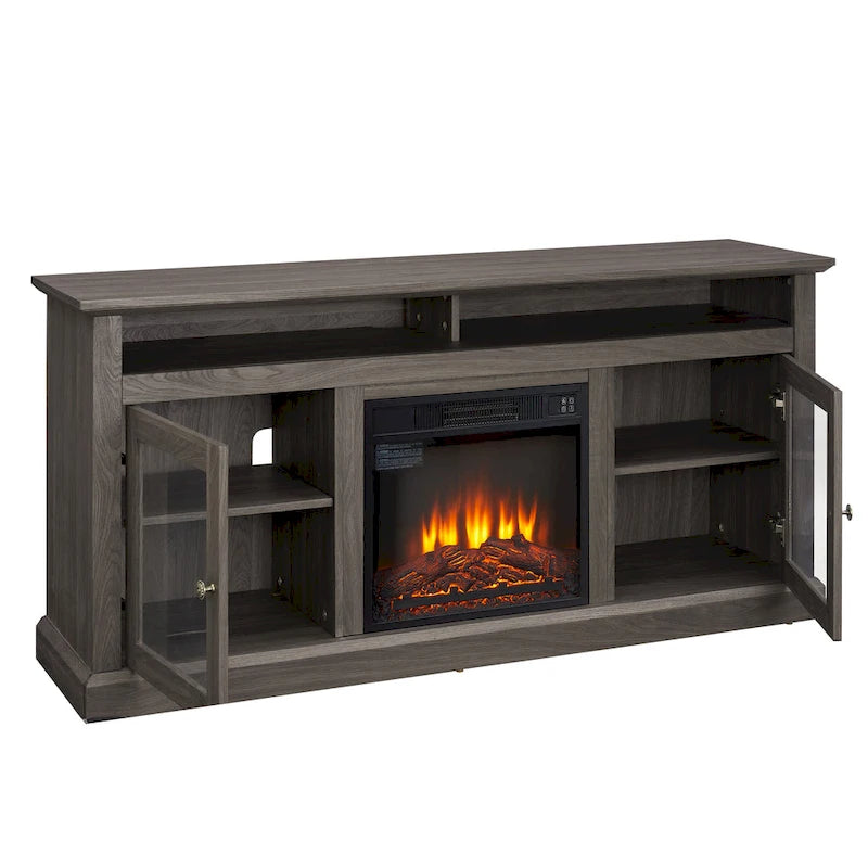 60-Inch TV Stand with 18-Inch Electric Fireplace Insert