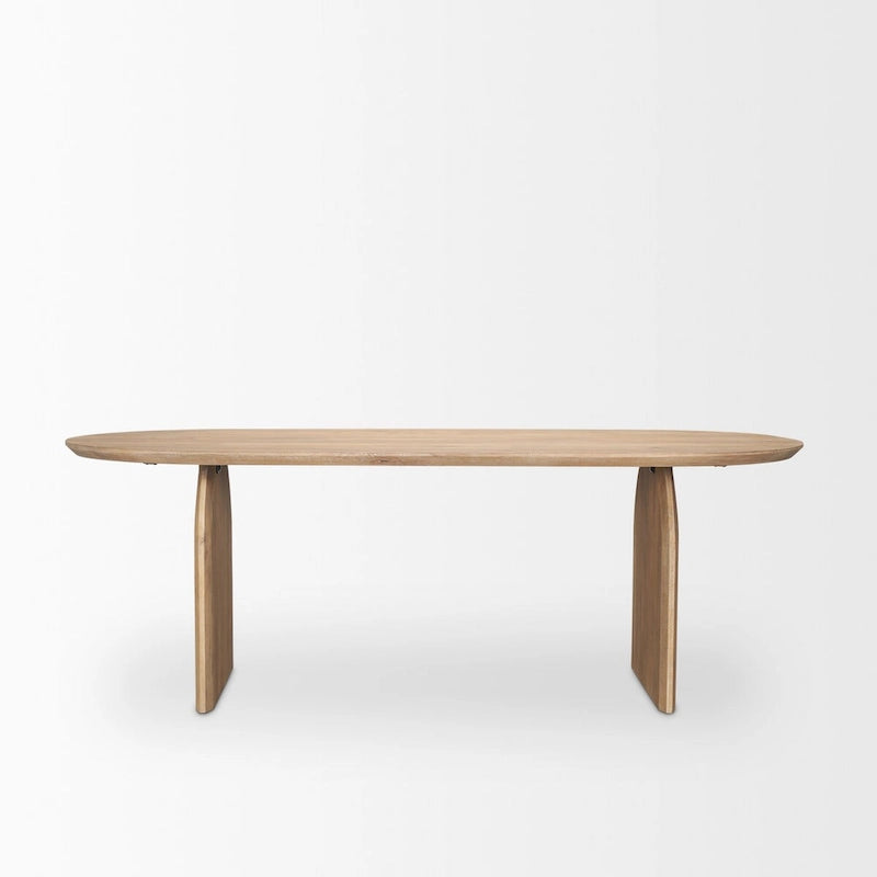 Oval Mango Wood Dining Table with Arched Legs, 86.5 Inches