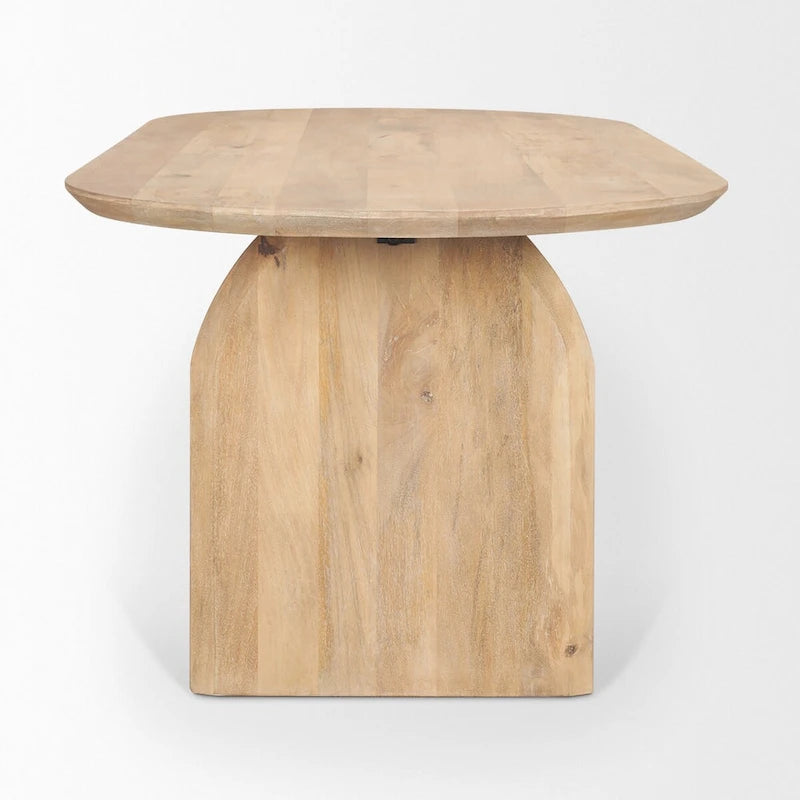 Oval Mango Wood Dining Table with Arched Legs, 86.5 Inches