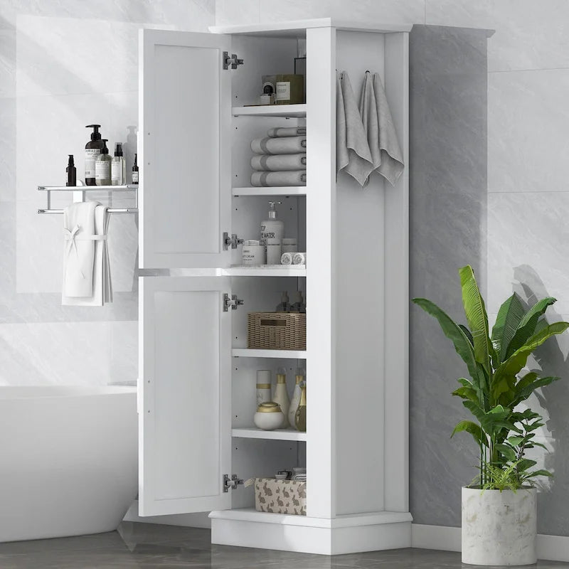 Freestanding Bathroom Storage Cabinet with Hook
