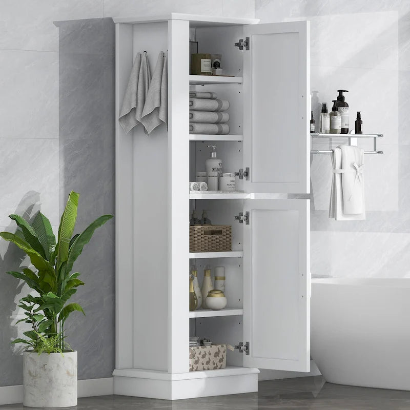 Freestanding Bathroom Storage Cabinet with Hook