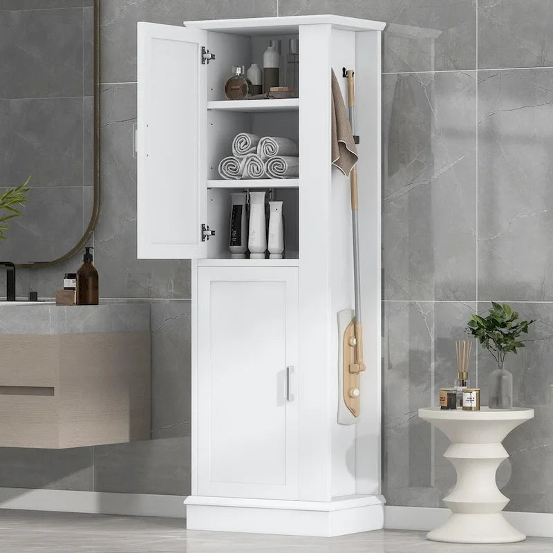 Freestanding Bathroom Storage Cabinet with Hook