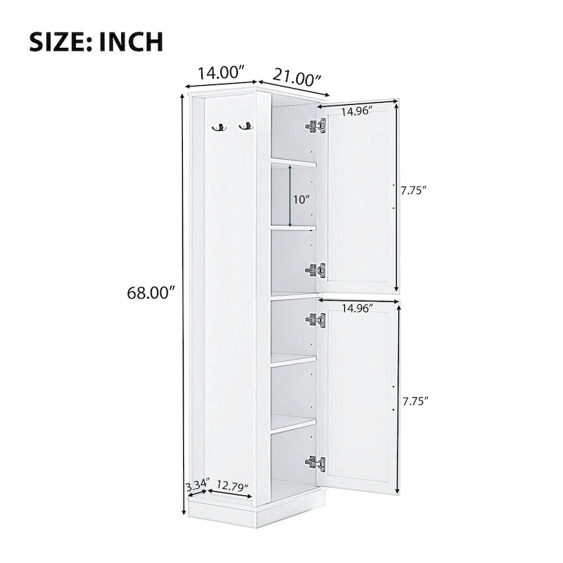Freestanding Bathroom Storage Cabinet with Hook