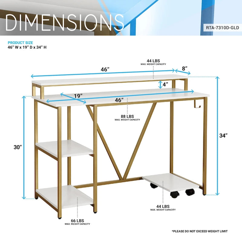 Industrial Writing Desk with Hutch, Side Shelves and CPU Caddy