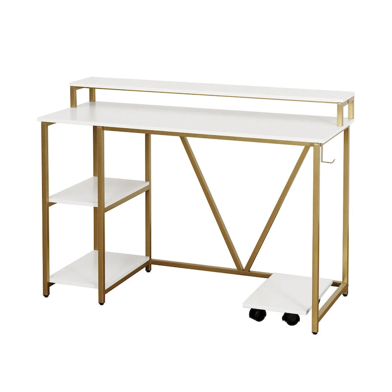 Industrial Writing Desk with Hutch, Side Shelves and CPU Caddy