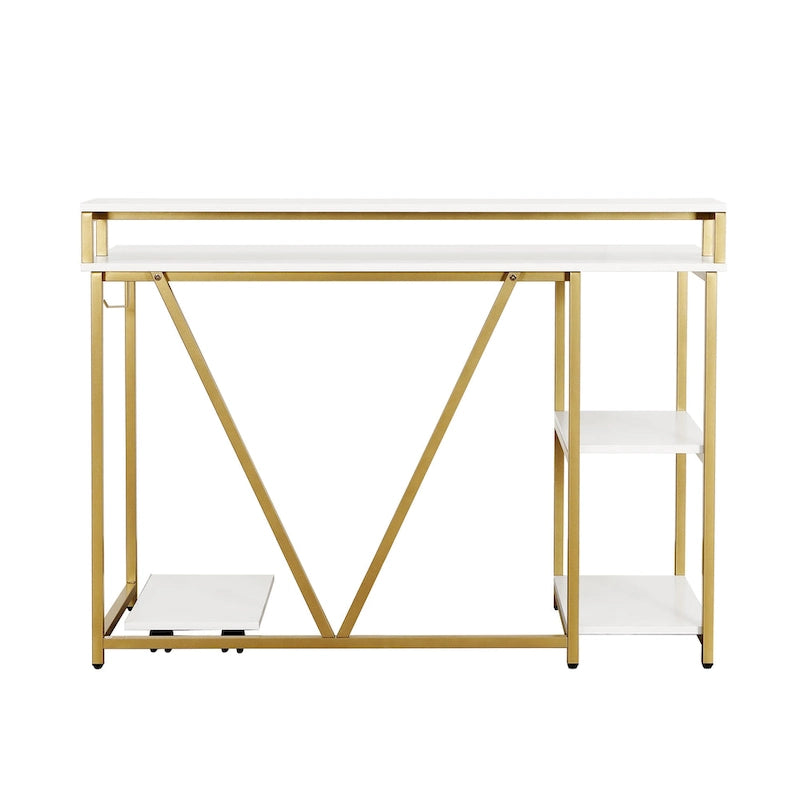 Industrial Writing Desk with Hutch, Side Shelves and CPU Caddy