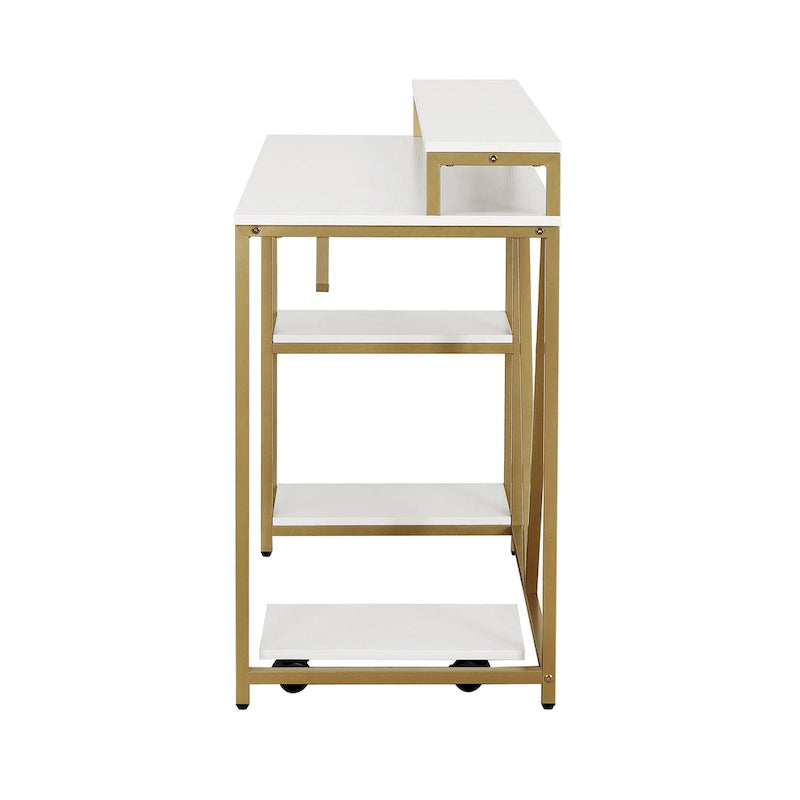 Industrial Writing Desk with Hutch, Side Shelves and CPU Caddy